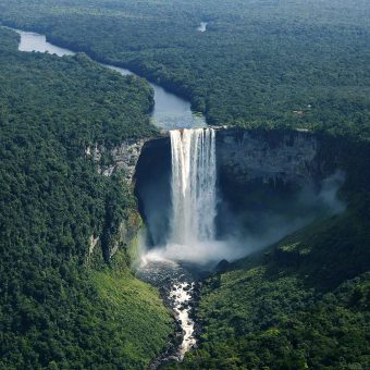 An aerial view of Kaieteur Falls in southern Guyana