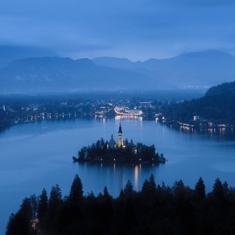 Lake Bled in twilight